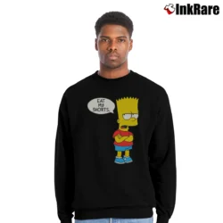 Men’s Bart Simpson Eat My Shorts Classic Simpsons Crewneck Sweatshirt in black | Cozy Fabric, Clean Style