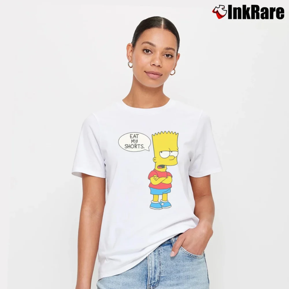 Women’s Bart Simpson Eat My Shorts Classic Simpsons Signature T-Shirt in white | Soft, Flattering Fit