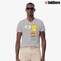 Men’s Bart Simpson Eat My Shorts Classic Simpsons V-Neck Tee in sport grey | Sharp, Breathable, Everyday Staple