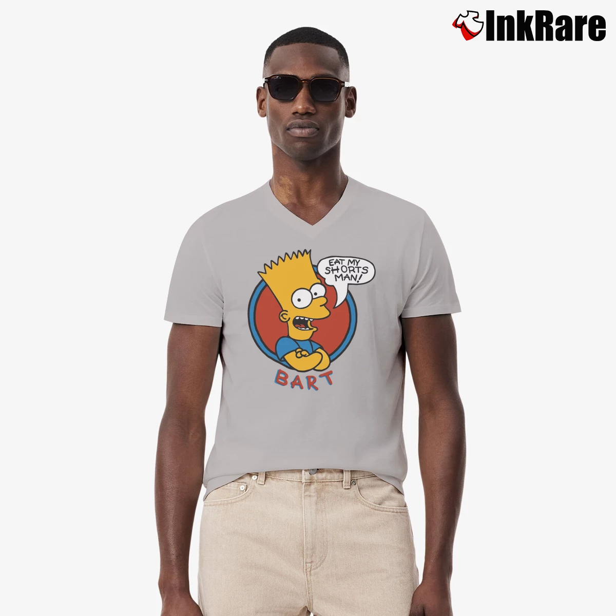 Bart Simpson Eat My Shorts Men’s V-Neck Tee in sport grey – Modern Essential Men’s Bart Simpson Eat My Shorts V-Neck Tee in sport grey | Sharp, Breathable, Everyday Staple