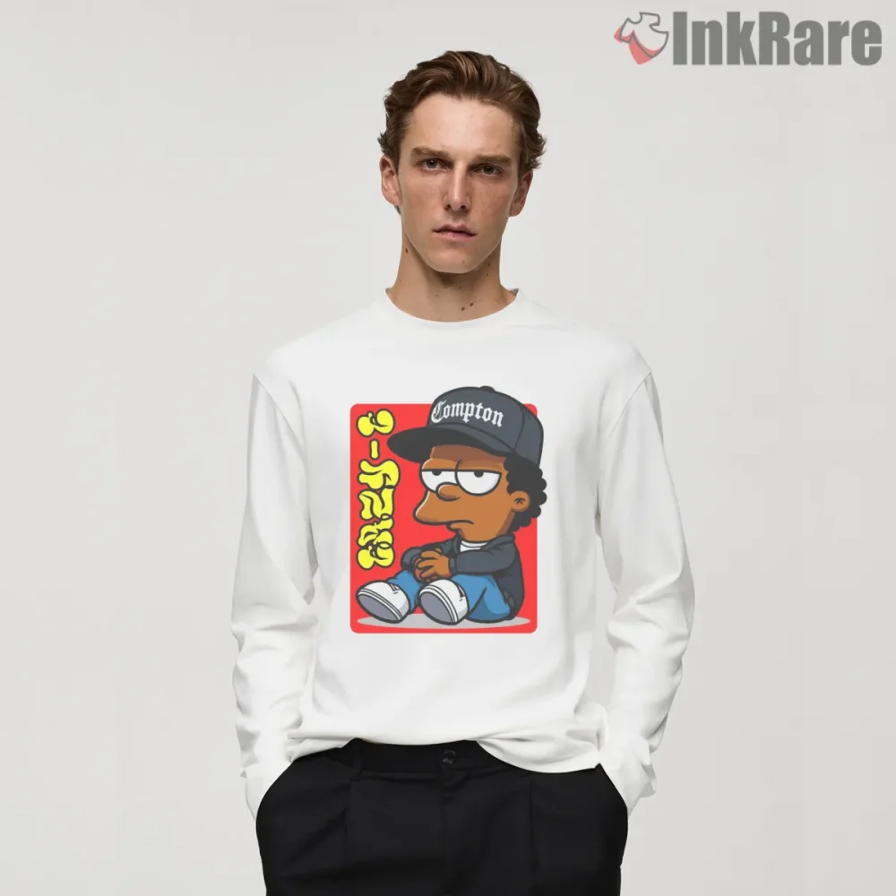 Bart Simpson Eazy E Hip Hop Crossover Street Style Shirt on white long sleeve shirt for men graphic tee