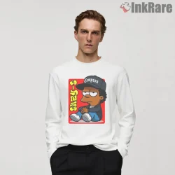 Bart Simpson Eazy E Hip Hop Crossover Street Style Shirt on white long sleeve shirt for men graphic tee