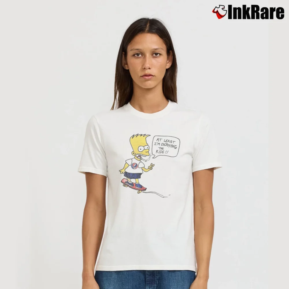 Women’s Bart Simpson Enjoying The Ride Signature T-Shirt in white | Soft, Flattering Fit
