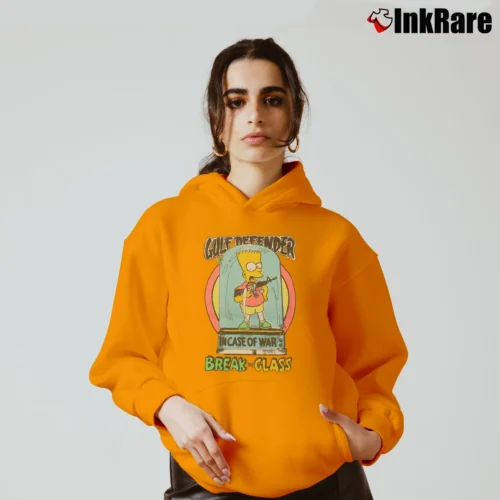 Women’s Bart Simpson Gulf Defender 90s The Simpsons War Cozy Hoodie in orange | Warm, Structured, Stylish
