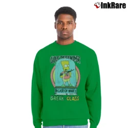 Men’s Bart Simpson Gulf Defender 90s The Simpsons War Crewneck Sweatshirt in irish green | Cozy Fabric, Clean Style
