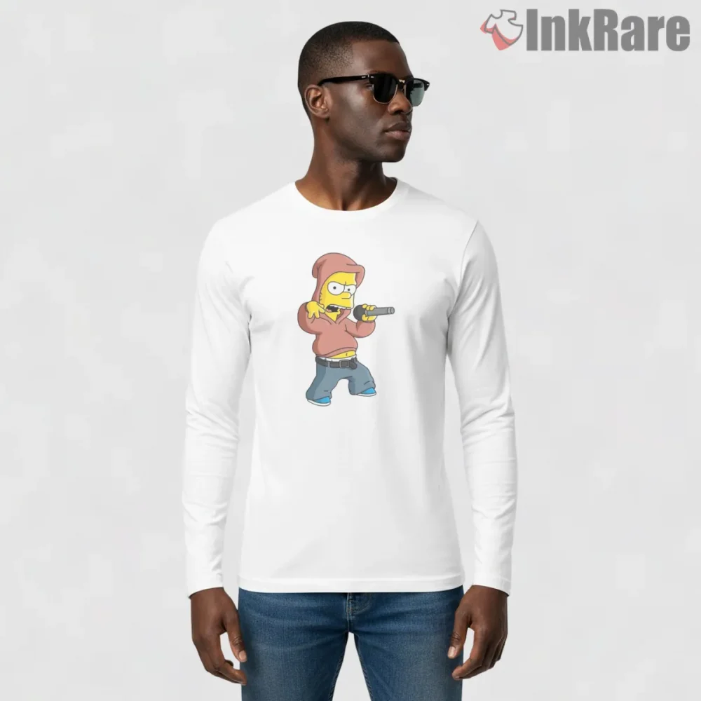 Bart Simpson Hip Hop Rap Street Style Urban Shirt on white long sleeve shirt for men graphic tee