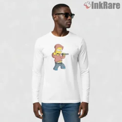 Bart Simpson Hip Hop Rap Street Style Urban Shirt on white long sleeve shirt for men graphic tee