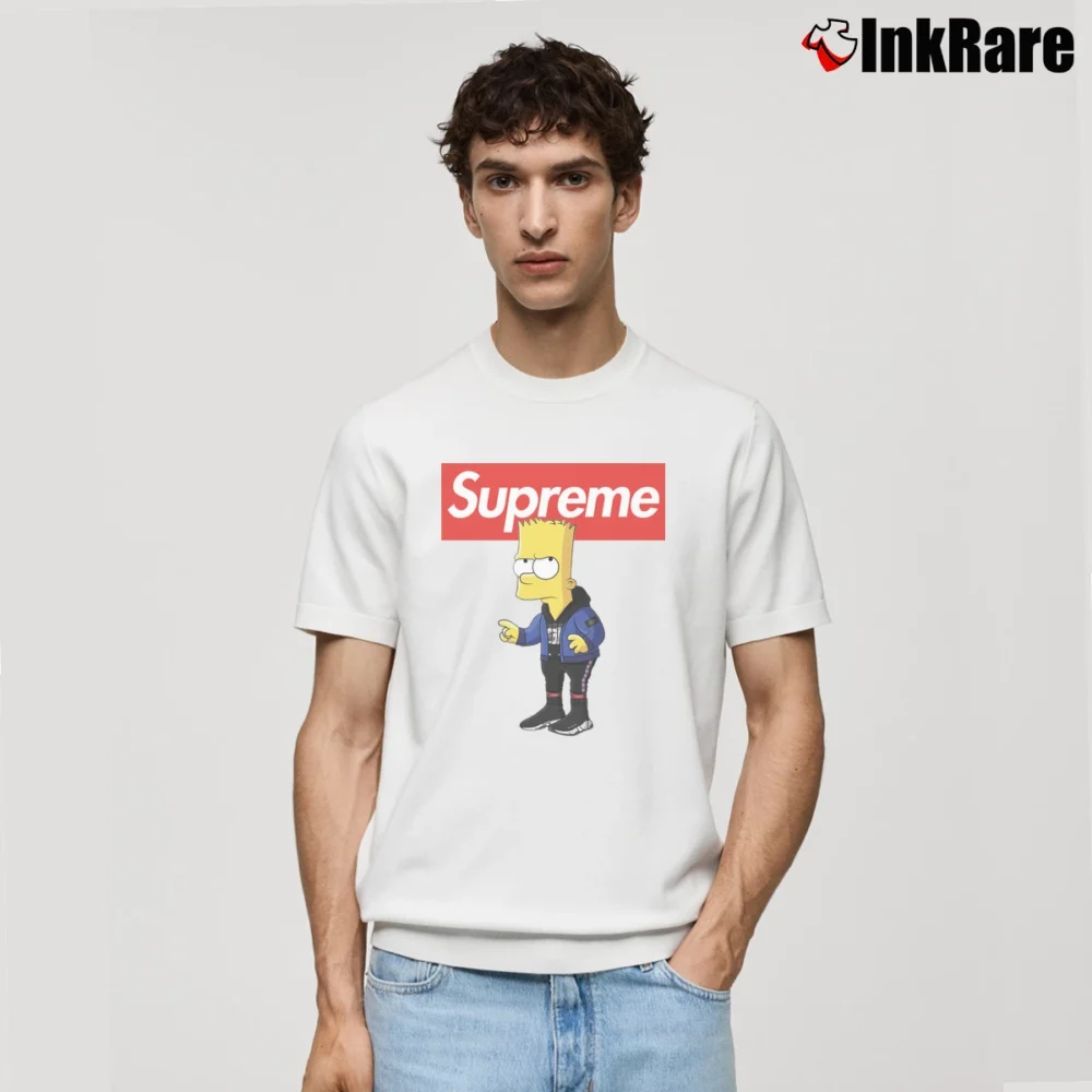 Men’s Bart Simpson Hypebeast Gucci Classic T-Shirt in white | Soft, Breathable Everyday Wear
