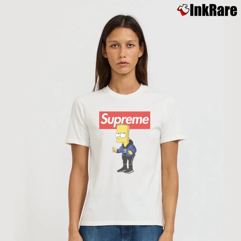 Women’s Bart Simpson Hypebeast Gucci Signature T-Shirt in white | Soft, Flattering Fit