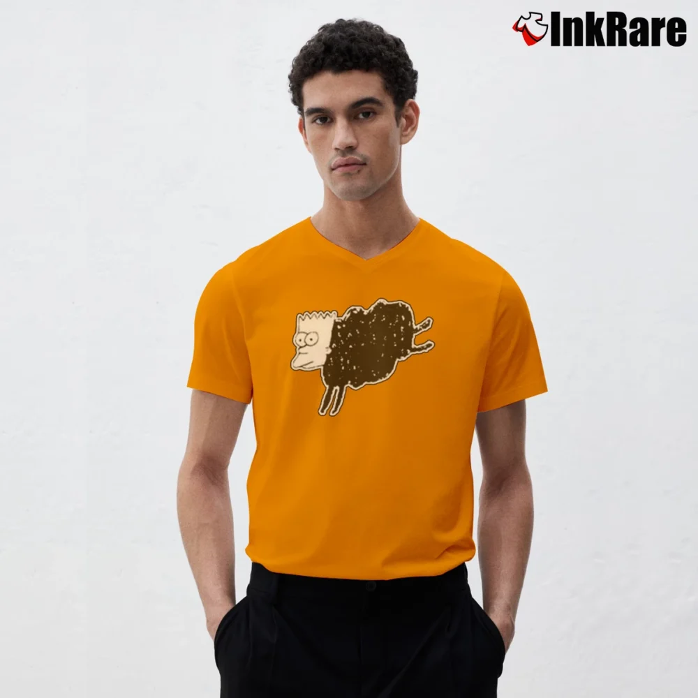 Men’s Bart Simpson Sheep Buy Parody V-Neck Tee in orange | Sharp, Breathable, Everyday Staple