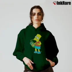 Women’s Bart Simpson Squishee Brain Freeze Simpsons Family Cozy Hoodie in forest green | Warm, Structured, Stylish