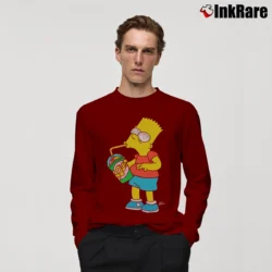 Men’s Bart Simpson Squishee Brain Freeze Simpsons Family Long-Sleeve Shirt in maroon | Sleek, Lightweight, Year-Round Wear