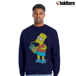Men’s Bart Simpson Squishee Brain Freeze Simpsons Family Crewneck Sweatshirt in navy | Cozy Fabric, Clean Style