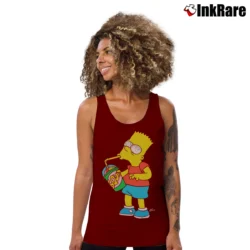 Women’s Bart Simpson Squishee Brain Freeze Simpsons Family Tank Top in maroon | Lightweight, Movement-Friendly