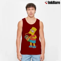 Men’s Bart Simpson Squishee Brain Freeze Simpsons Family Tank Top in maroon | Breathable, Active-Friendly Design