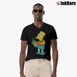 Men’s Bart Simpson Squishee Brain Freeze Simpsons Family V-Neck Tee in black | Sharp, Breathable, Everyday Staple