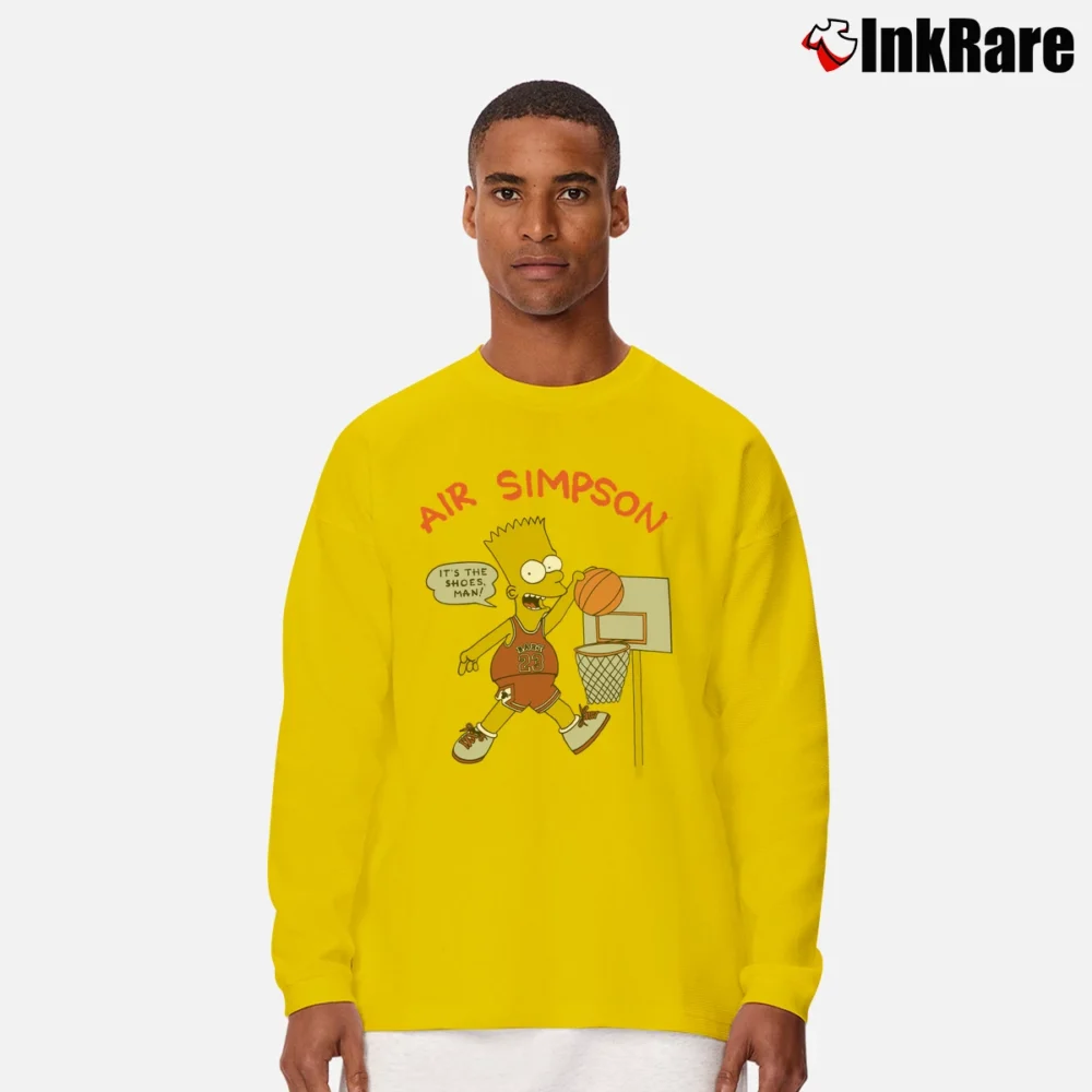 Men’s Bart Simpson The Simpsons 1990s American Retro Long-Sleeve Shirt in yellow | Sleek, Lightweight, Year-Round Wear