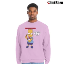 Men’s Bart Simpson Underachiever 1990 The Simpsons Crewneck Sweatshirt in light pink | Cozy Fabric, Clean Style