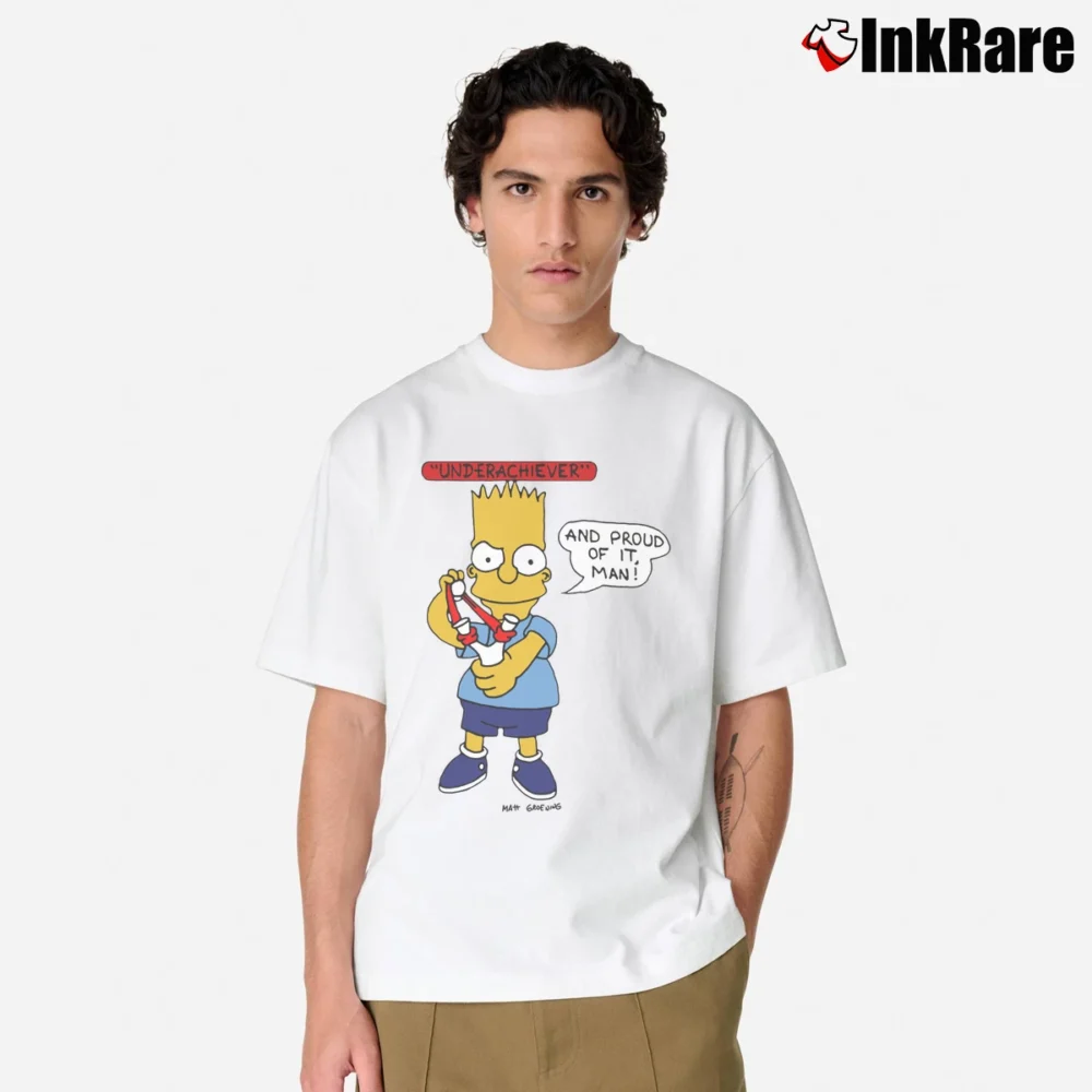 Men’s Bart Simpson Underachiever 1990 The Simpsons Classic T-Shirt in white | Soft, Breathable Everyday Wear