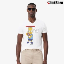 Men’s Bart Simpson Underachiever 1990 The Simpsons V-Neck Tee in white | Sharp, Breathable, Everyday Staple