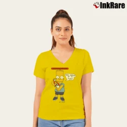 Women’s Bart Simpson Underachiever 1990 The Simpsons V-Neck Tee in yellow | Chic Neckline, Soft Texture