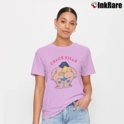 Women’s Bart Simpsons Crack Kills for Cartoon Fans Signature T-Shirt in light pink | Soft, Flattering Fit
