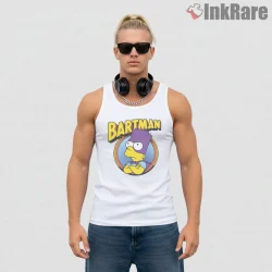 Bartman Classic Superhero Portrait Retro Cartoon Shirt on white tank top for men graphic tee