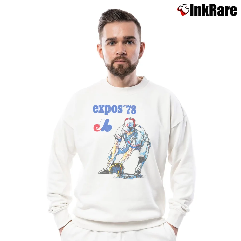 Men’s Baseball 1978 Montreal Expos Crewneck Sweatshirt in white | Cozy Fabric, Clean Style