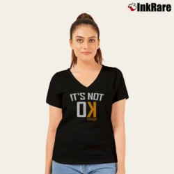 Women’s Baseballism Not Ok 1964 Graphic V-Neck Tee in black | Chic Neckline, Soft Texture