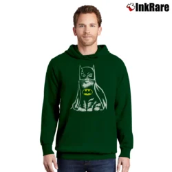 Men’s Bat Cat Pullover Hoodie in forest green | Cozy, Durable, Modern Fit