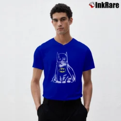 Men’s Bat Cat V-Neck Tee in royal blue | Sharp, Breathable, Everyday Staple