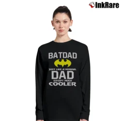 Women’s Bat Dad Batman Inspired Funny Father's Day Long-Sleeve Top in black | Sleek, Versatile, All-Season