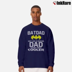 Men’s Bat Dad Batman Inspired Funny Father's Day Long-Sleeve Shirt in navy | Sleek, Lightweight, Year-Round Wear
