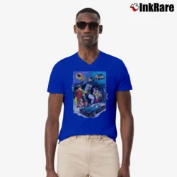 Men’s Batman 1966 TV Series Cast Design Retro V-Neck Tee in royal blue | Sharp, Breathable, Everyday Staple