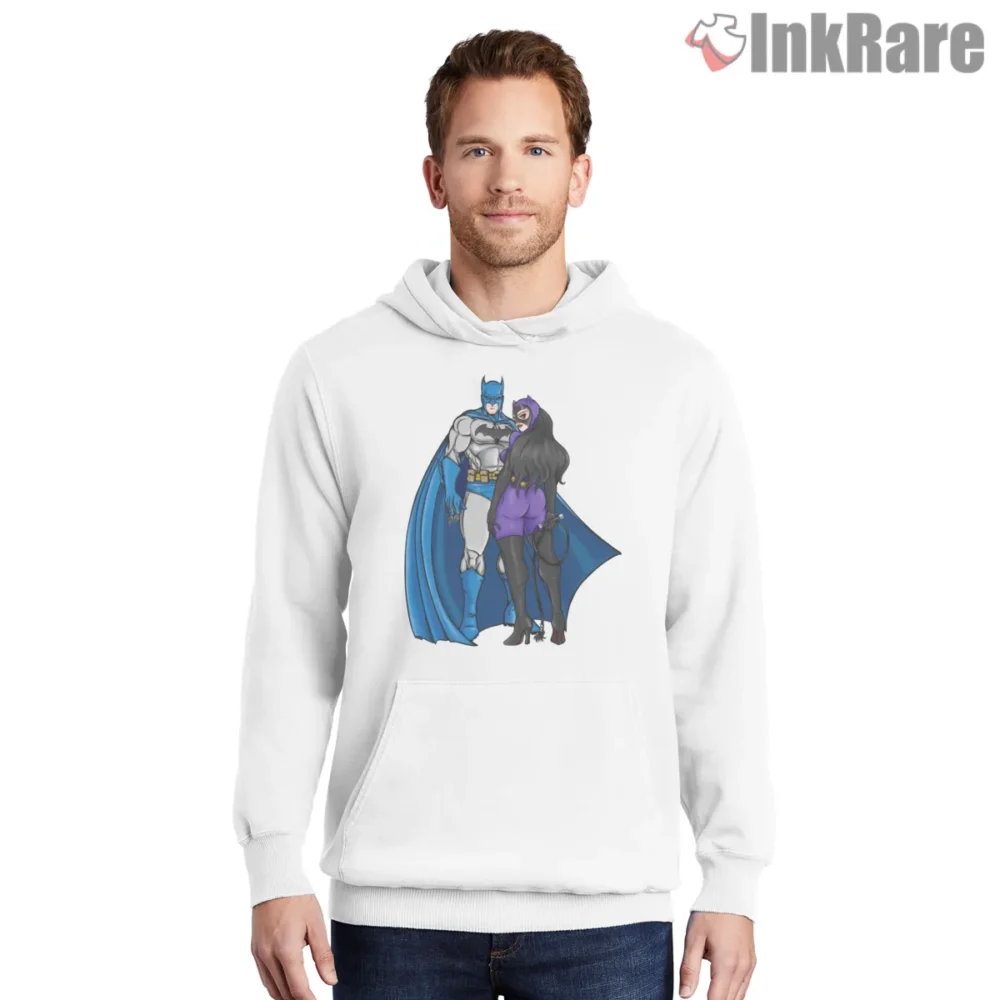 Batman And Catwoman Gotham Couple Shirt on white hoodie for men graphic tee