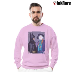 Men’s Batman And Joker Michael Keaton Jack Nicholson Movie Crewneck Sweatshirt in light pink | Cozy Fabric, Clean Style