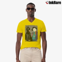 Men’s Batman And Joker Michael Keaton Jack Nicholson Movie V-Neck Tee in yellow | Sharp, Breathable, Everyday Staple