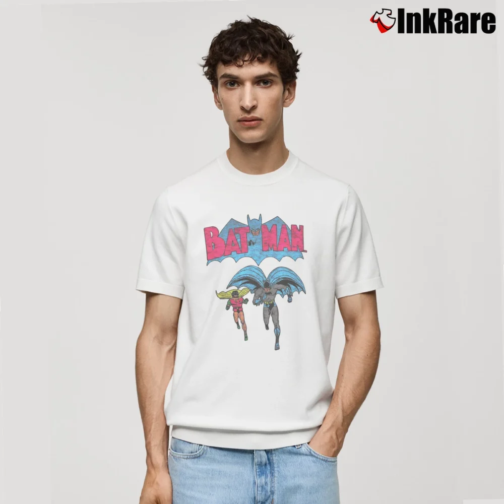 Men’s Batman And Robin Classic Logo Juniors Classic T-Shirt in white | Soft, Breathable Everyday Wear