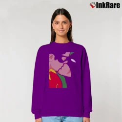 Women’s Batman And Robin Funny Kiss Parody Comic Relaxed Sweatshirt in purple | Soft, Laid-Back Vibe