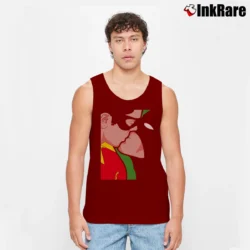 Men’s Batman And Robin Funny Kiss Parody Comic Tank Top in maroon | Breathable, Active-Friendly Design