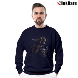 Men’s Batman Arkham Knight Dark Knight Game Graphic Crewneck Sweatshirt in navy | Cozy Fabric, Clean Style