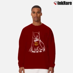 Men’s Batman Bat Cat Long-Sleeve Shirt in maroon | Sleek, Lightweight, Year-Round Wear