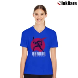 Women’s Batman Beyond Character Retro Comic V-Neck Tee in royal blue | Chic Neckline, Soft Texture