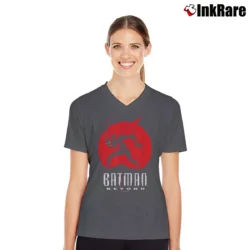 Women’s Batman Beyond Classic DC Comics V-Neck Tee in charcoal | Chic Neckline, Soft Texture