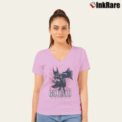 Women’s Batman Beyond Engage Hero V-Neck Tee in light pink | Chic Neckline, Soft Texture