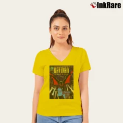 Women’s Batman Beyond Retro Hero DC Comics V-Neck Tee in yellow | Chic Neckline, Soft Texture