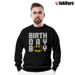 Men’s Batman Birthday Boy Hero Comic Crewneck Sweatshirt in black | Cozy Fabric, Clean Style
