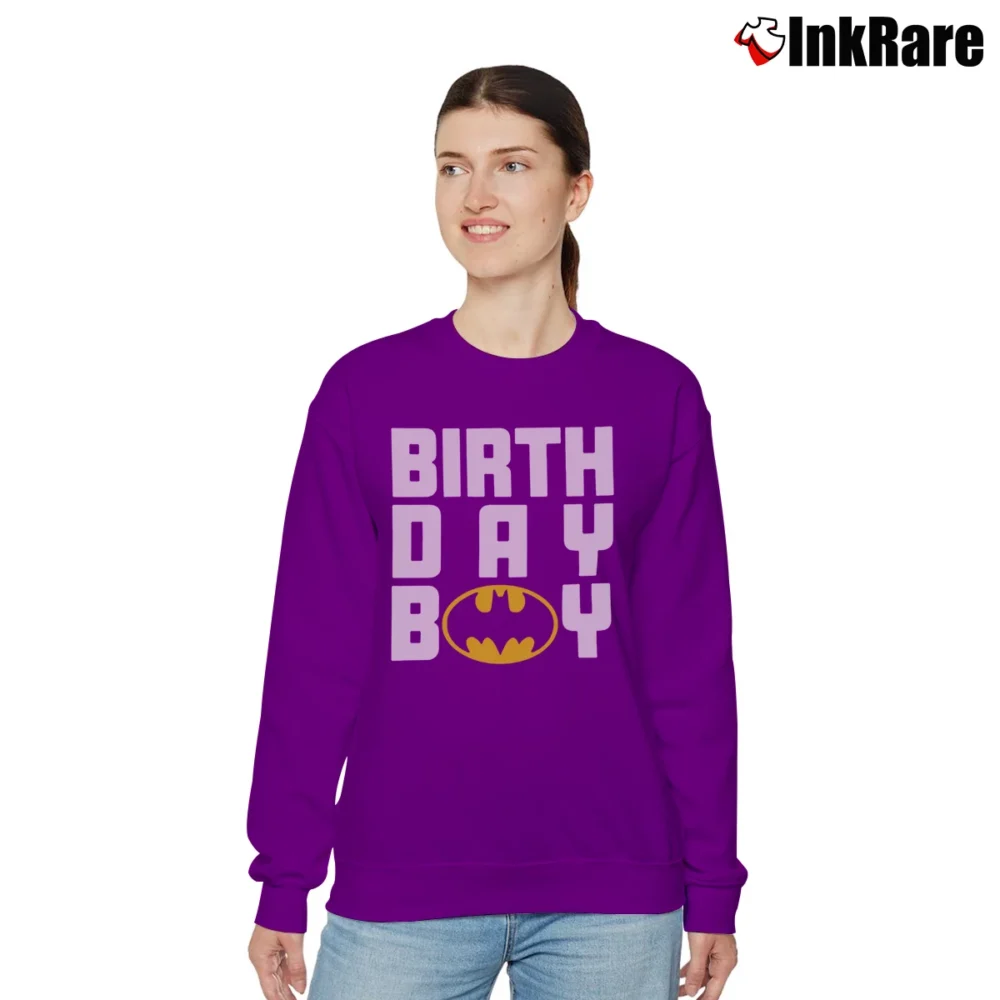 Women’s Batman Birthday Boy Hero Comic Relaxed Sweatshirt in purple | Soft, Laid-Back Vibe