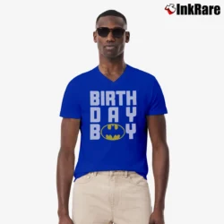 Men’s Batman Birthday Boy Hero Comic V-Neck Tee in royal blue | Sharp, Breathable, Everyday Staple