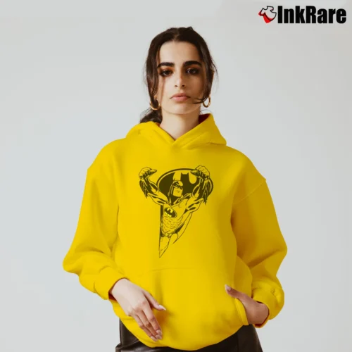 Batman Cartoon Logo Women’s Cozy Hoodie in yellow – Urban Chic Women’s Batman Cartoon Logo Cozy Hoodie in yellow | Warm, Structured, Stylish
